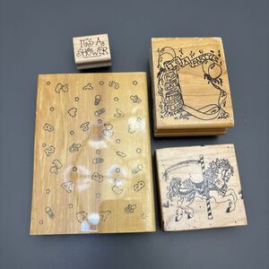 BABY SHOWER Themed Rubber Stamps Vintage Inkadink Stampin Up Anita’s 4 stamps